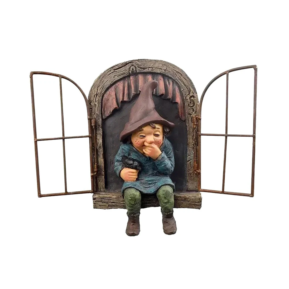 

Resin Naughty Garden Gnome Dwarf Garden Decoration Statue Old Man Bark Ghost Face Fairy Ornament Outdoor Creative Props Crafts