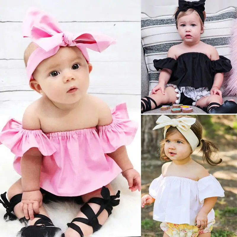 Укороченный топ с открытыми плечами для новорожденных девочек летняя Свободная