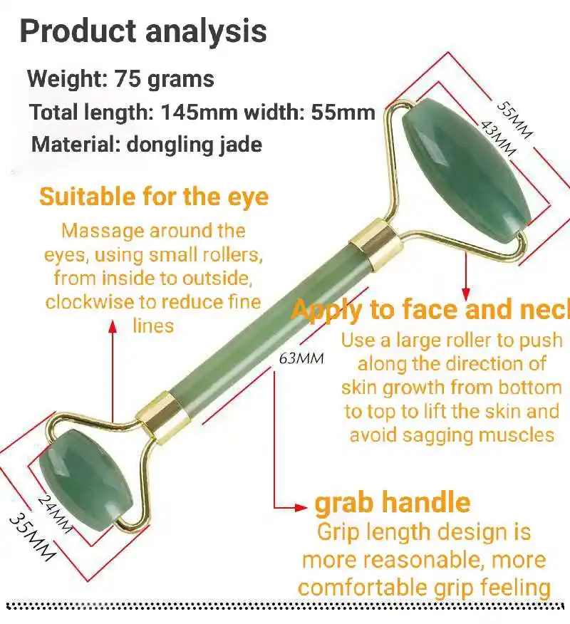 

Facial Massage Roller Plate Double/Single Heads Jade Stone Massager Eye Face Neck Thin Lift Relax Slimming Tools