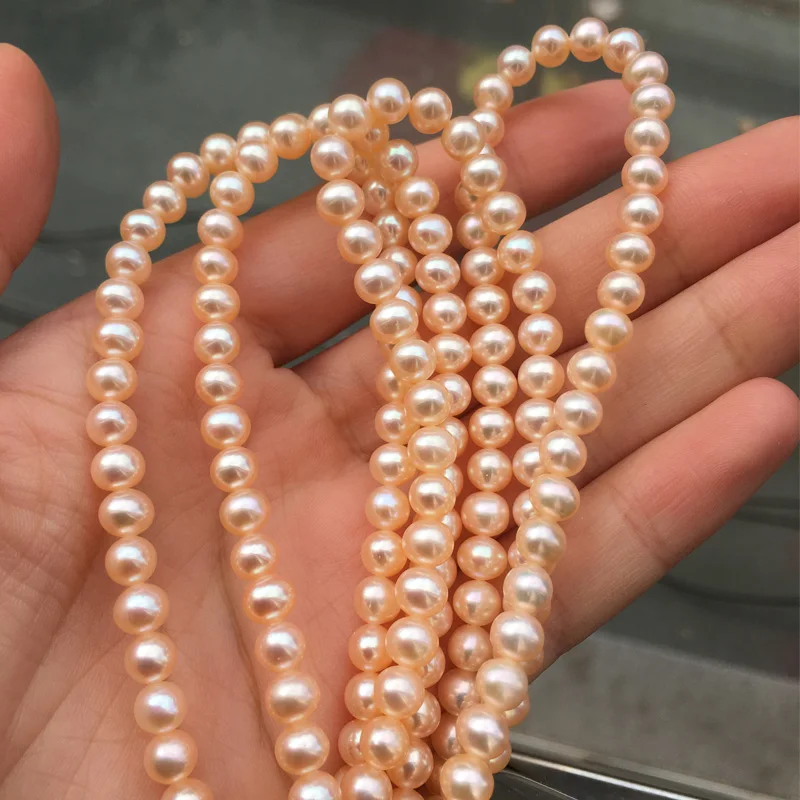 

Freshwater Pearl necklace Round shape with Size 4.5-5mm perfect luster for Jewelry DIY loose pearl strands
