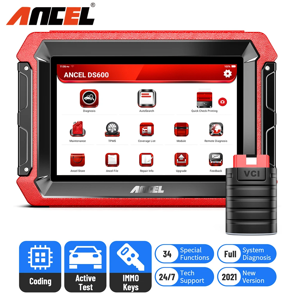 

ANCEL Diagnostic Tool OBD2 All System DS600 Engine ABS SRS Airbag Oil Reset IMMO DPF EPB SAS OBDII Automotive Car Scanner