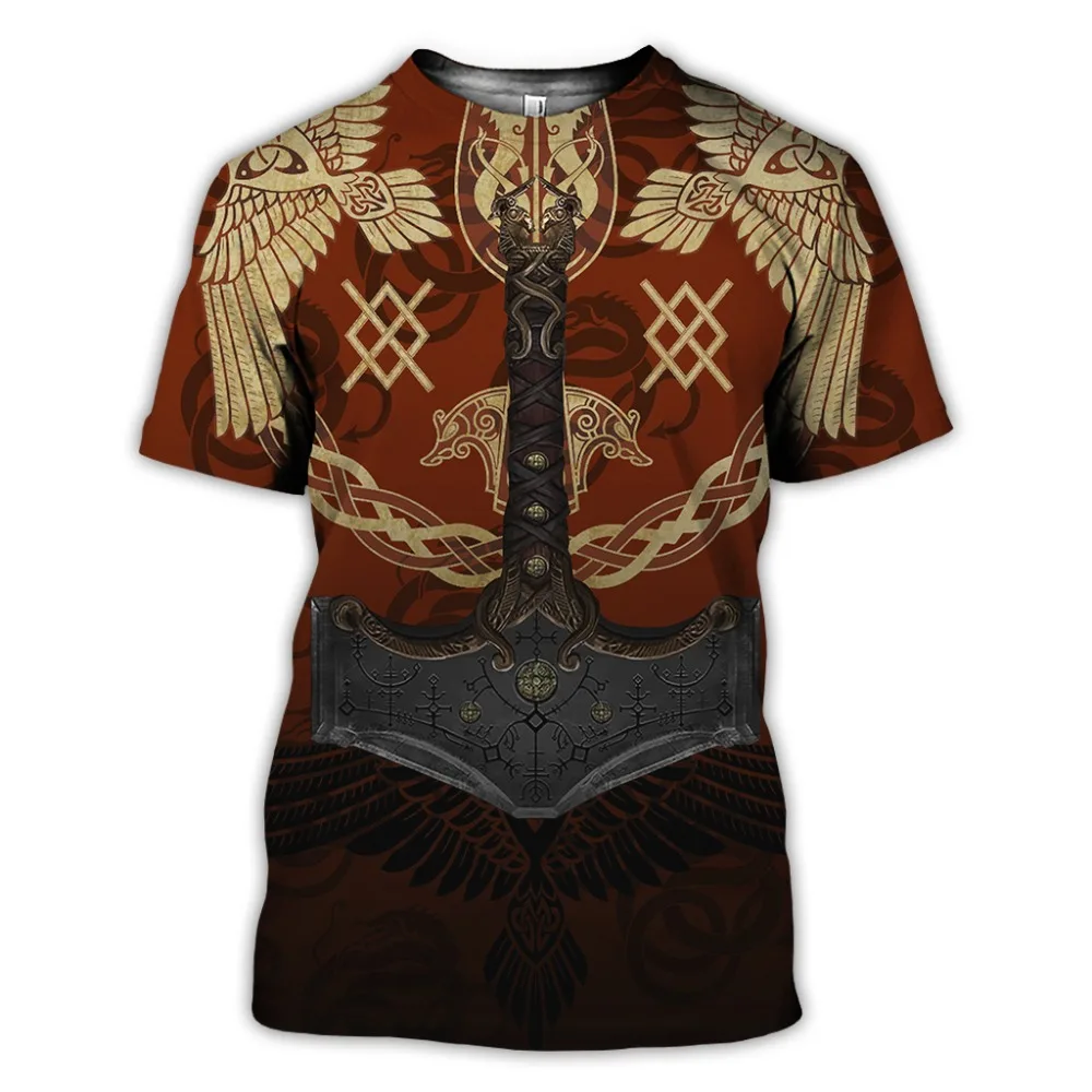 Мужская футболка с рисунком символ викингов-odin Tattoo 3D модная рубашка в стиле