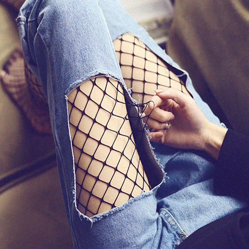 

Nylon Club Party Hosiery Black Hollow Out Pantyhose 1Pair Fishnet Stockings Sexy Tights Stocking S/M/L Mesh