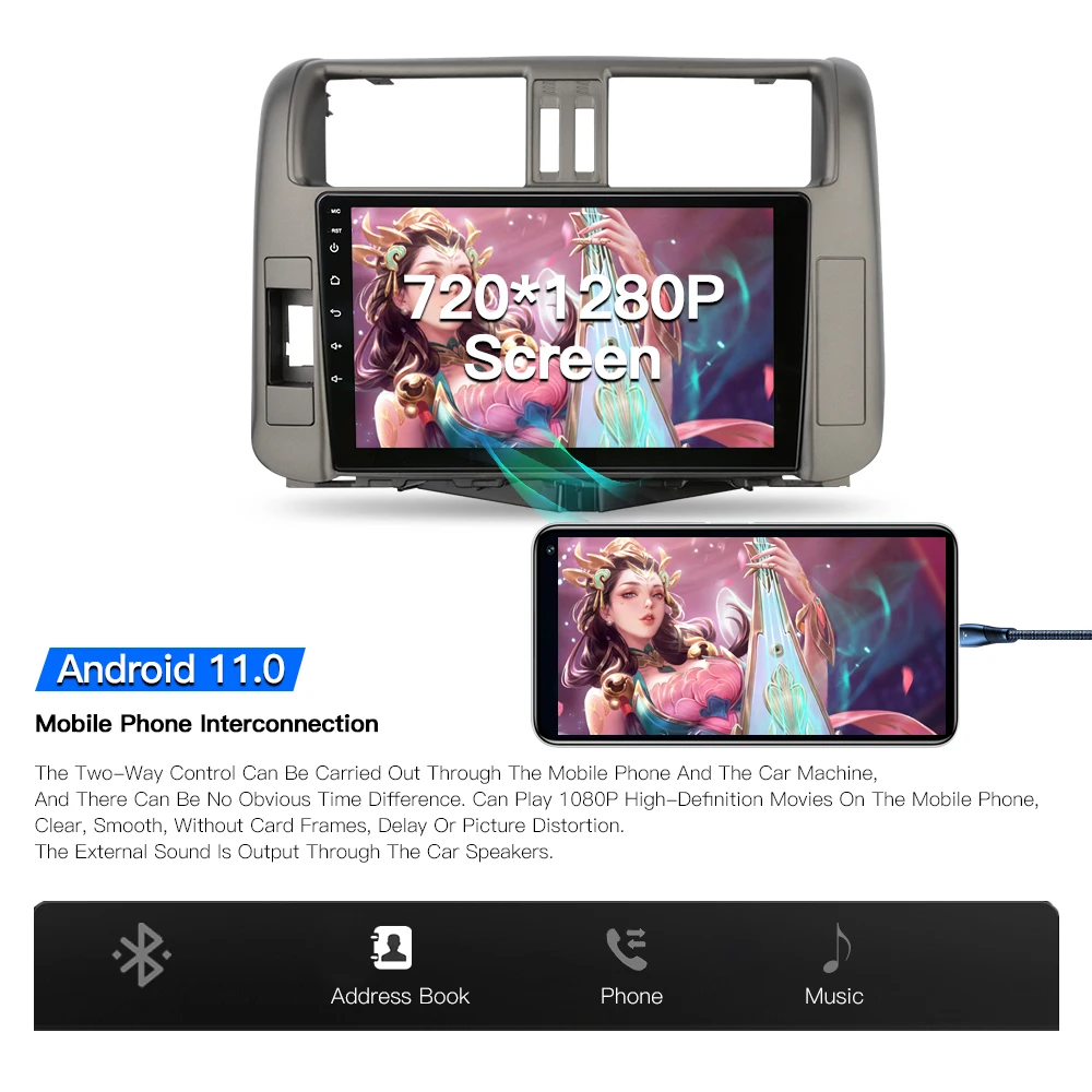 Kingchange Android 11 Автомобильный мультимедийный плеер для Toyota Land Cruiser Prado 150 2009 - 2013 радио