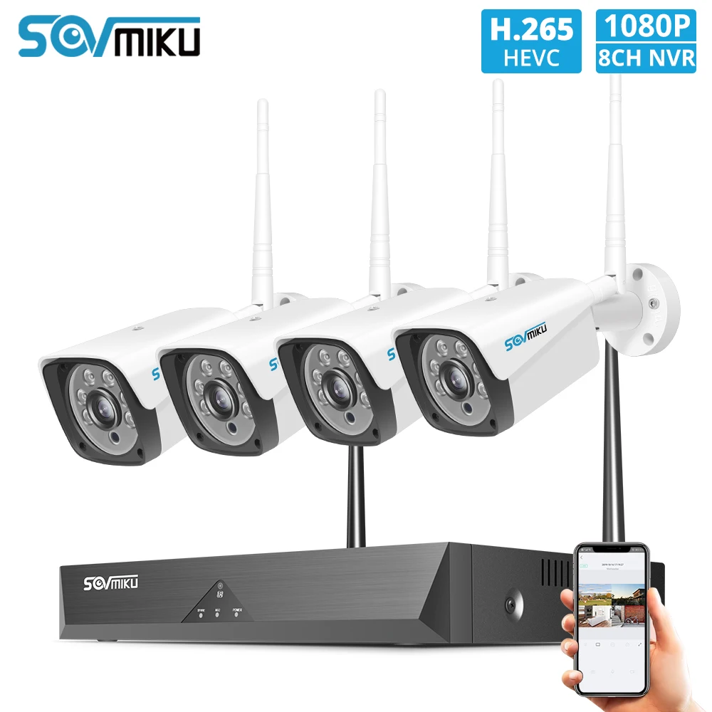 Беспроводная система видеонаблюдения H.265 1080P 4 шт. 2 МП наружная Wi Fi IP камера 8