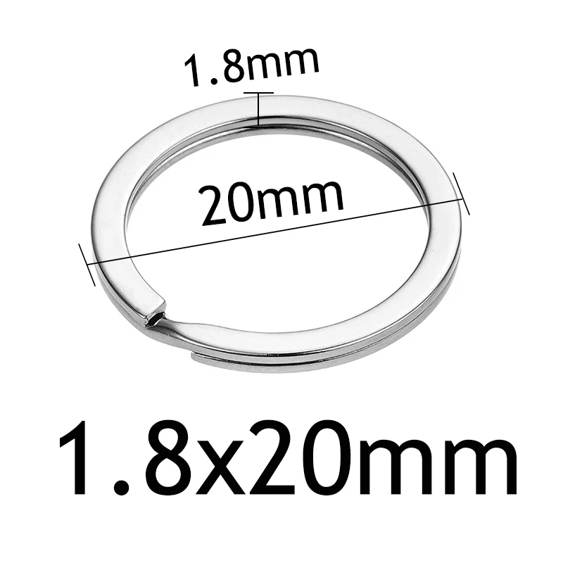 Flat 1.8x20mm 10 шт./лот Нержавеющая сталь Отверстие Ключ Брелок для ключей 20/23/25/28/30/33/35 мм Для женщин Сталь круглый Разделение милый брелок подарки для Для мужчин - Цвет: Flat 1.8x20mm