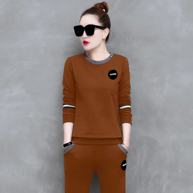 2019 Новое поступление женские модные костюмы пуловер с длинными рукавами и