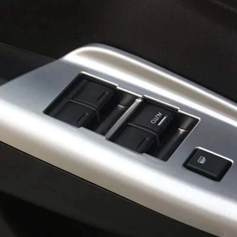 

4Pcs Car Door Glass Lift Control Switch Panel Cover & 1 Pair Gloss Black Side Vent Window Scoop Louver Trim