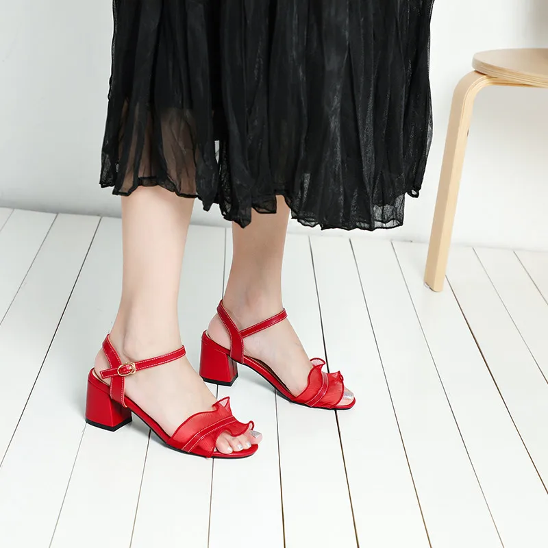 

MEMUNIA 2020 big size 33-48 newest women sandals buckle simple sweet casual party shoes comfortable summer sandals ladies red