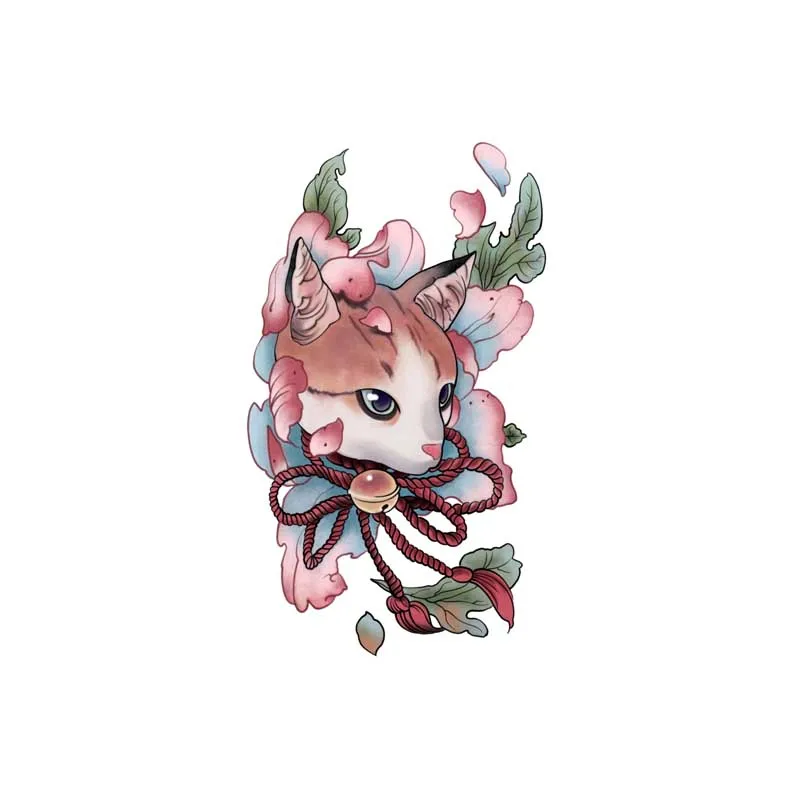 Водостойкая наклейка для телефона стойкая тату-наклейка в виде кота цветка рук