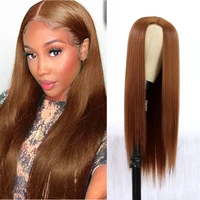 synthetic lace brown wig long straight lace front wig for women heat resistant fiber makeup lace wigs