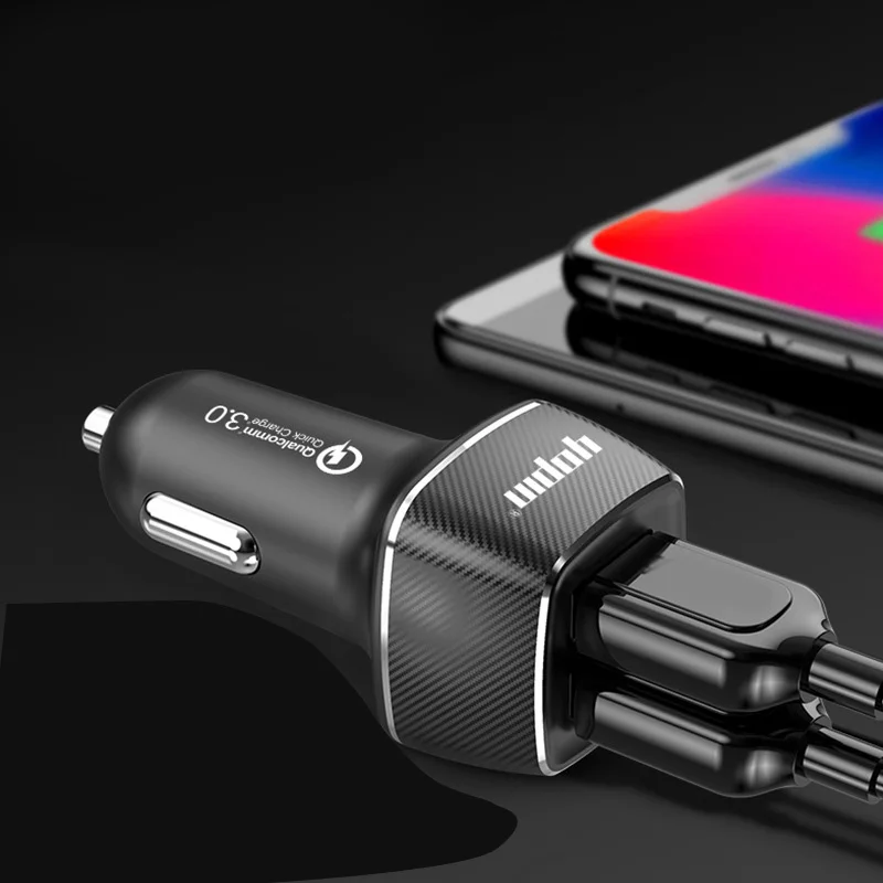 New Carbon Fiber + PC ABS Practical Car Fast Charger For Quick Charging Devices 12-24V Dual USB Ports QC3.0 Output |