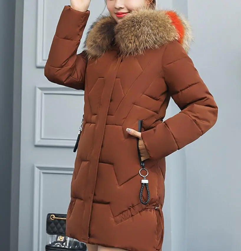 

Women's Cotton COATS winter new Korean cotton outwear Big fur collar hooded Parka coat slim large fur collar thick warm coat