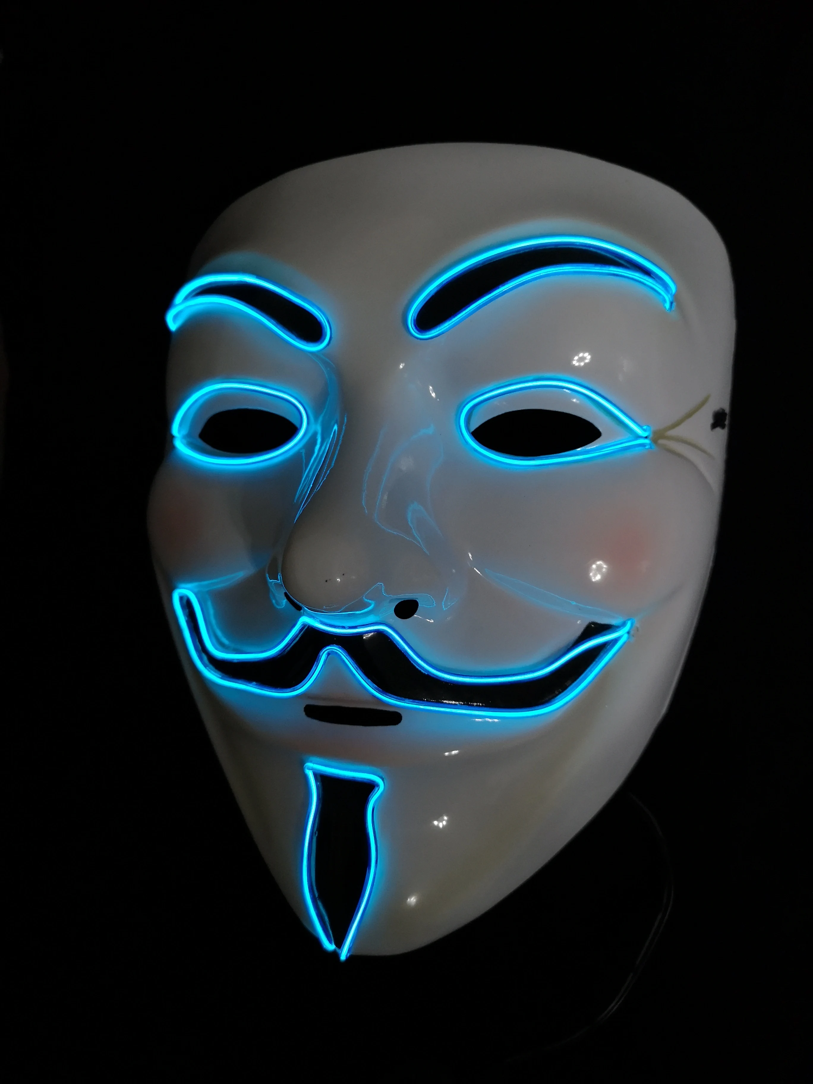 Светодиодный маска V for Vendetta Гай Фокс Маска Белый Уход за кожей лица Неон EL провода