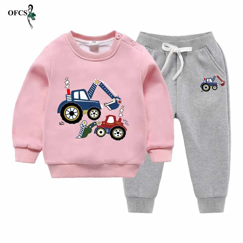 Новый осенний утепленный детский флисовый свитер костюм с рисунком теплая