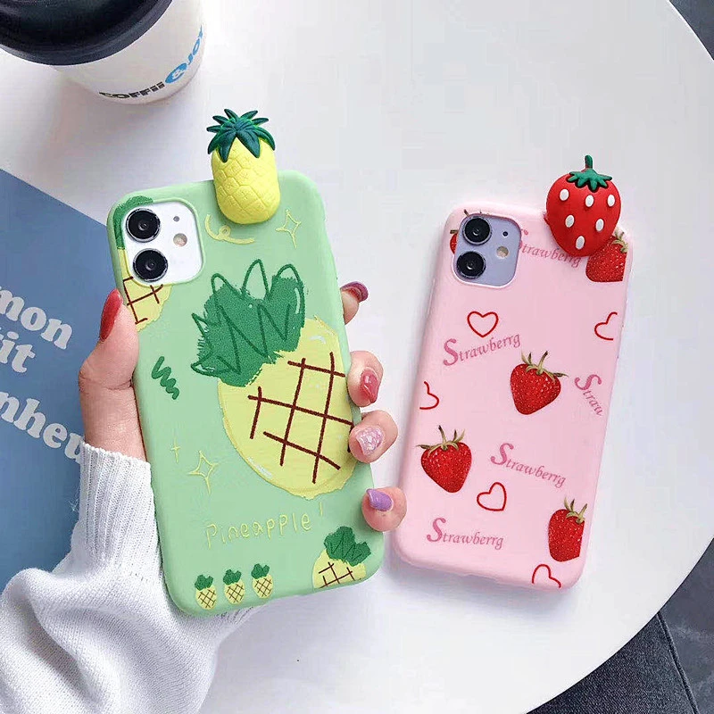Милый 3D чехол для телефона с ананасом клубникой iphone 11 6s 7 8 Plus X XS MAX XR забавная