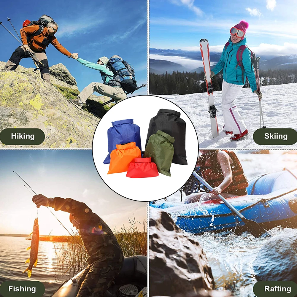 

5PCS Waterproof Dry Bag Lightweight Drifting WaterProof Portable Dry Sacks Kayaking Rafting Boating Snorkeling Hiking Camping
