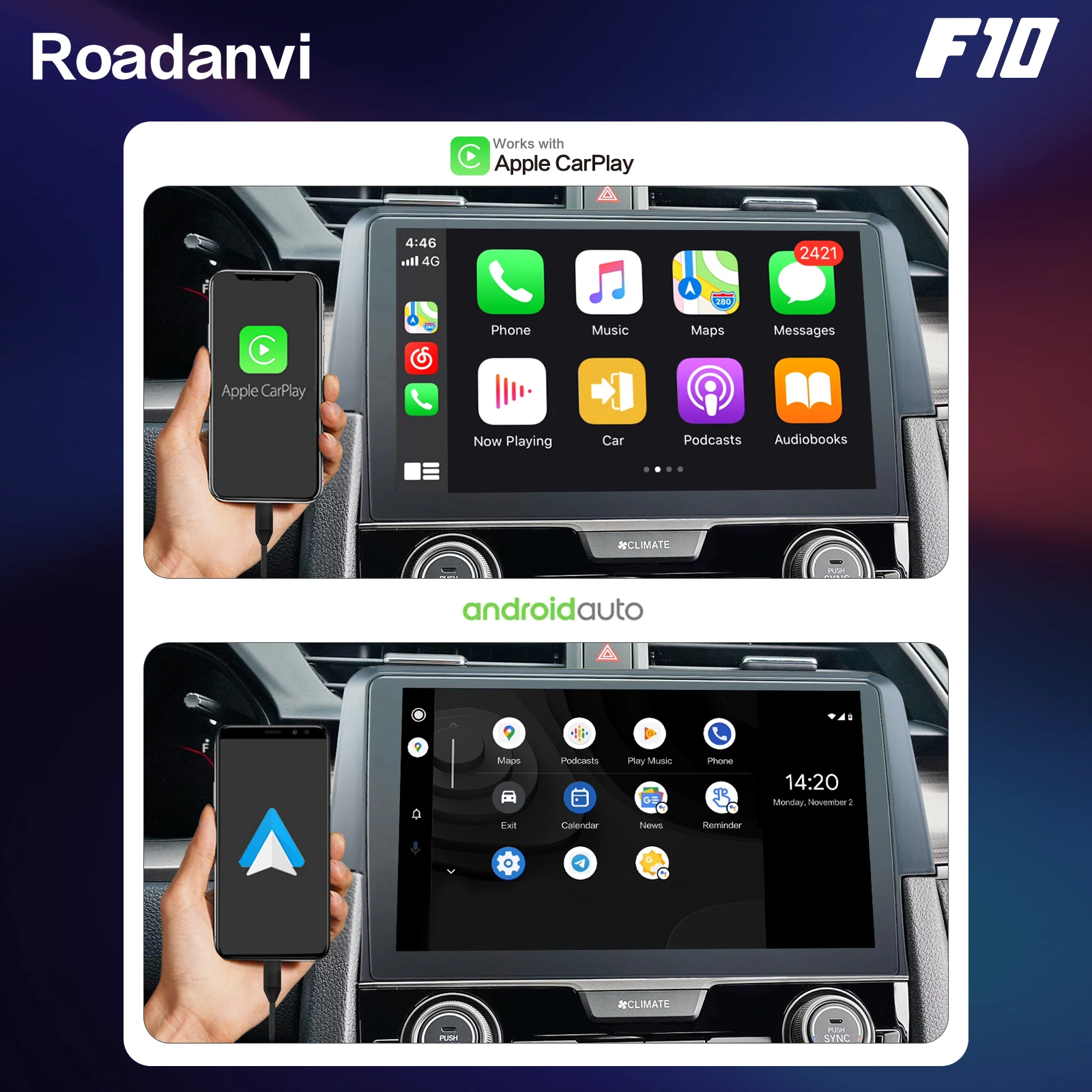 Roadanvi для Honda Civic 2015 2016 2017 автомобильное радио видео 8 ГБ 128 4 Гб ОЗУ 64 ПЗУ Apple Carplay Android