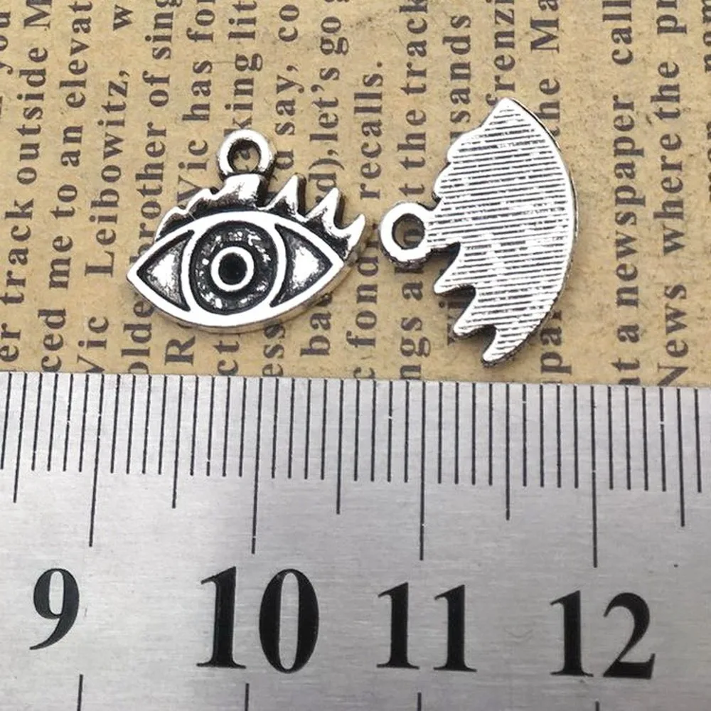 

200pcs Eye Charms 12mm x 16mm DIY Jewelry Making Pendant antique silver color