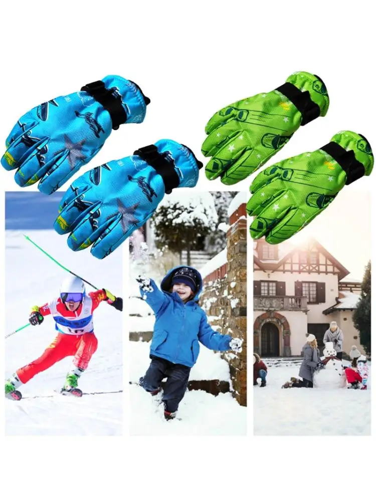 Kids Fashion Print Ski Gloves Winter Snow Snowboard Windproof Waterproof Mitten New Dropship | Детская одежда и обувь