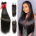 Прямые волосы WIGIRL 8- 28 30 40 дюймов, бразильские волосы 3, 4, волнистые пряди с застежкой на сетке 4x4, парики из 100% натуральных волос Remy