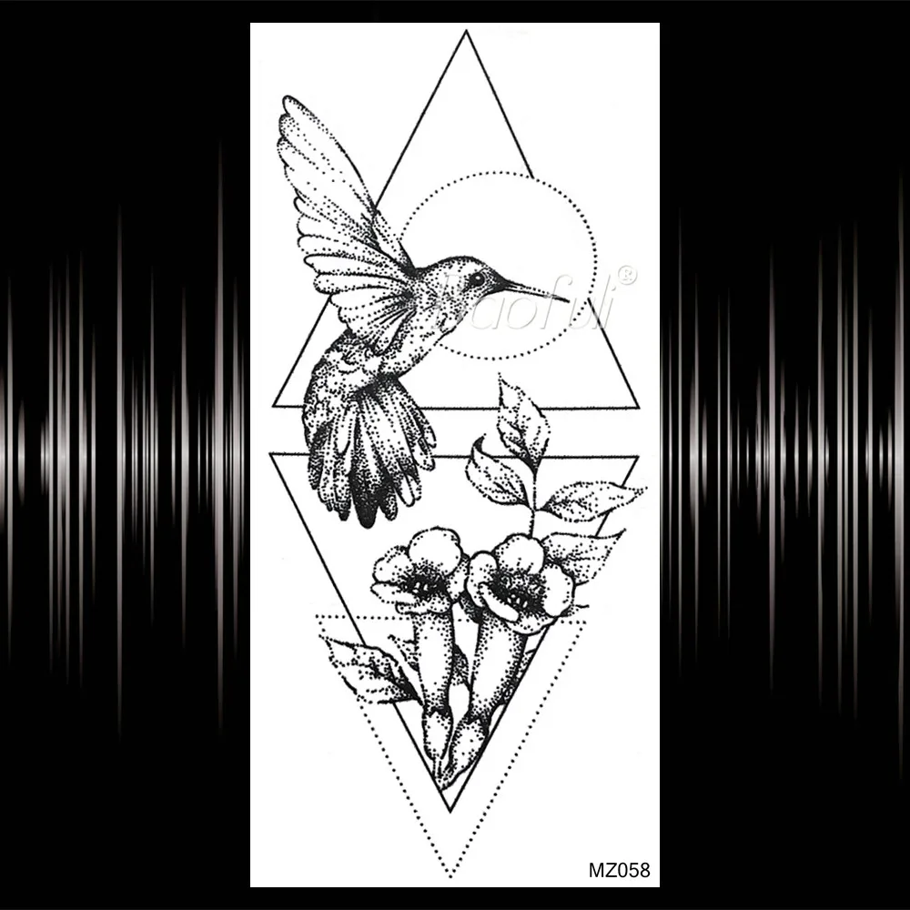 Cool Geometric Triangle Flower Arm Tattoo Temporary Rose Floral Bloosom Sticker For Women Body Art Fake Tatoo On Back Leg | Красота и