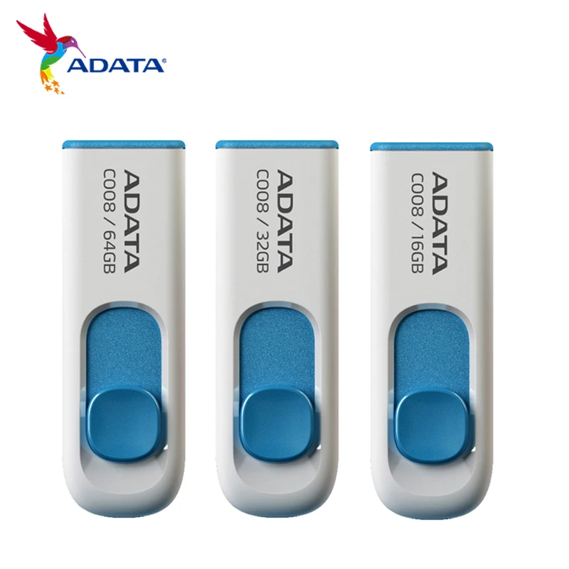 

Original ADATA C008 USB Flash Drive 16GB 32GB 64GB Capless Sliding Pen Drive Classic USB 2.0 Flash Drive High Speed Pendrive