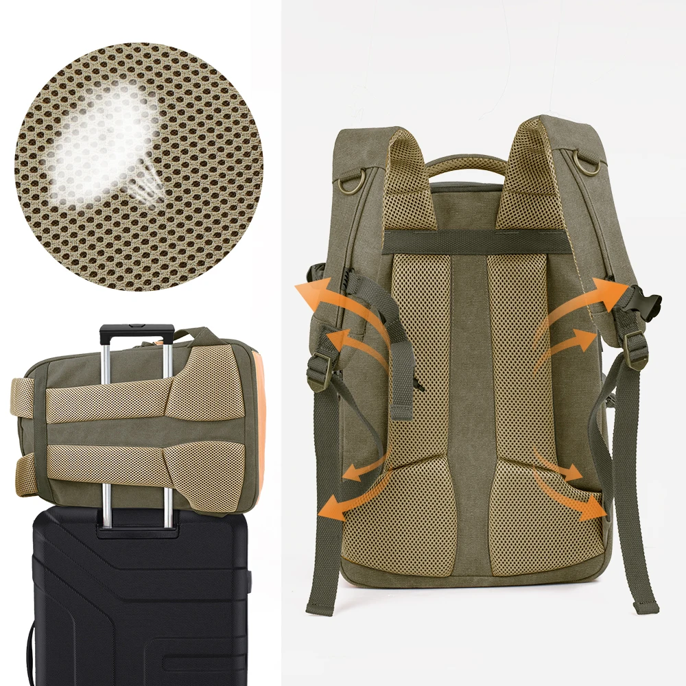 kf concept camera backpack stylish canvas photography bag with rain cover for dslr camera 14 inch laptop tripod lenses free global shipping