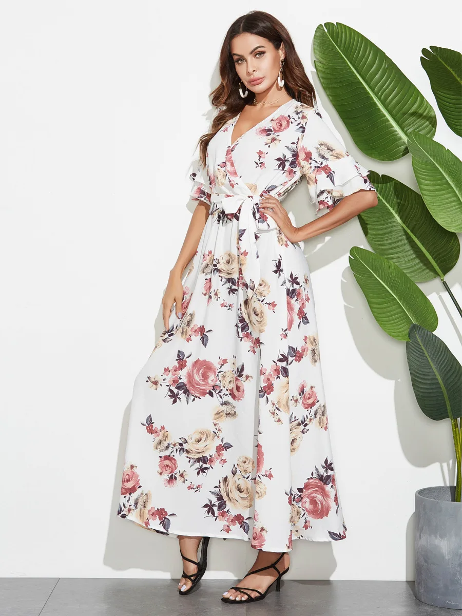 

Turkey Muslim Abaya Dress Women Cotton Flower Tunic Ramadan Islamic Clohing Big Swing A-line Maxi Party Vestidos Moroccan Kaftan