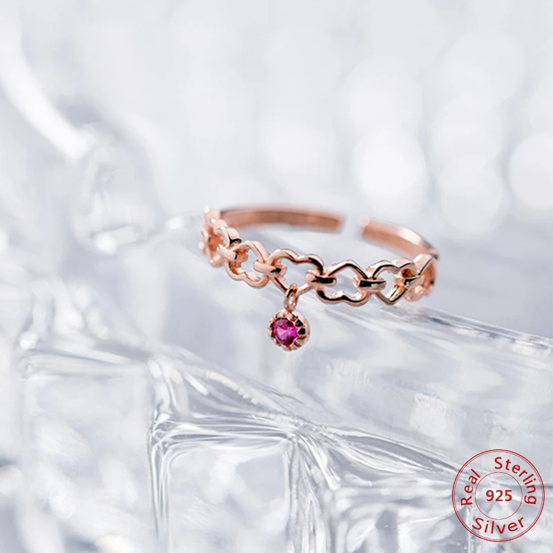 Романтическое кольцо в форме сердца из стерлингового серебра 925 пробы с