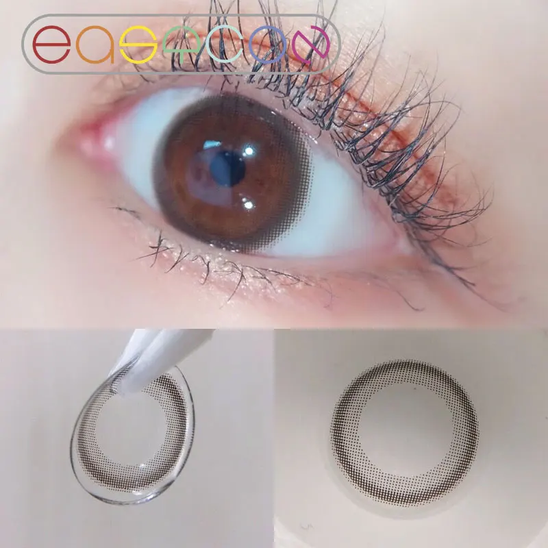 

EASYCON Pupil Contact Lenses for eyes Yearly Natural black Makeup 2pcs/pair Degree option Small diameter simple circle