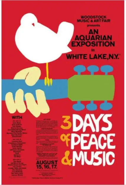 Шелковые художественные принты WOODSTOCK для концертов, украшение на стену для гостиной, спальни