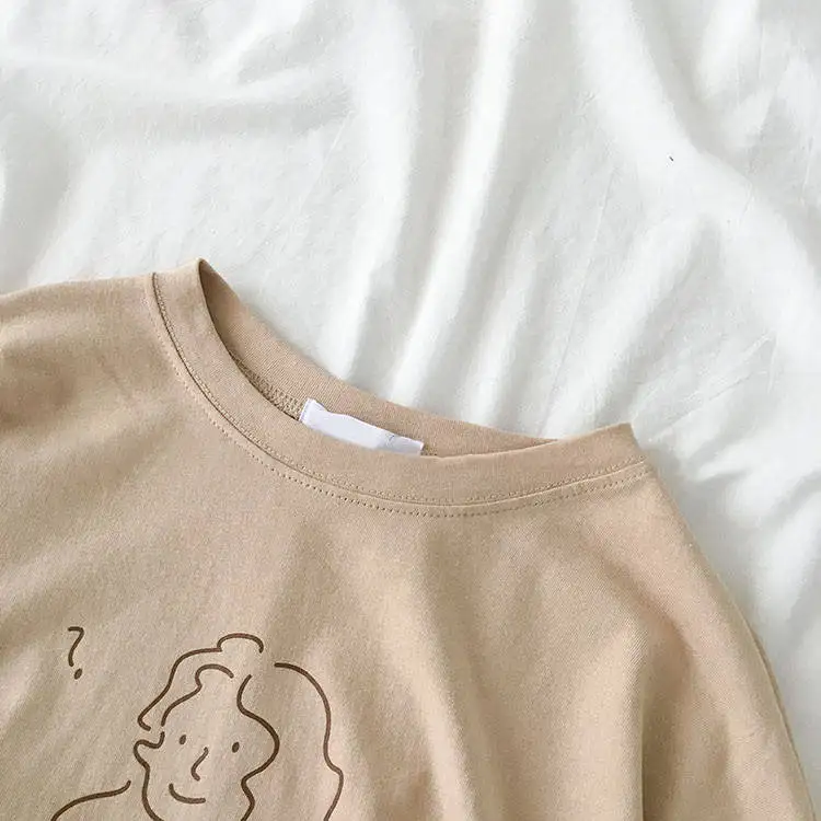 Женский летний костюм для студенток Корейская версия свободной футболки с