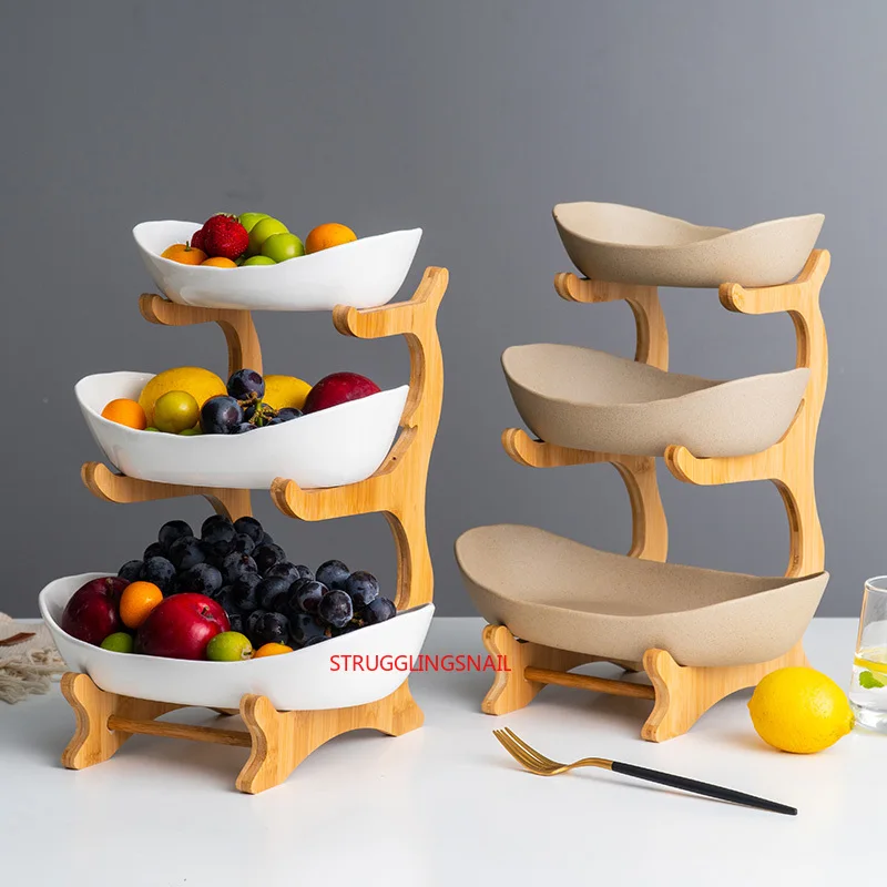Living Room Home Three-layer Plastic Fruit Plate Snack Creative Modern Dried Basket Dish Candy | Дом и сад
