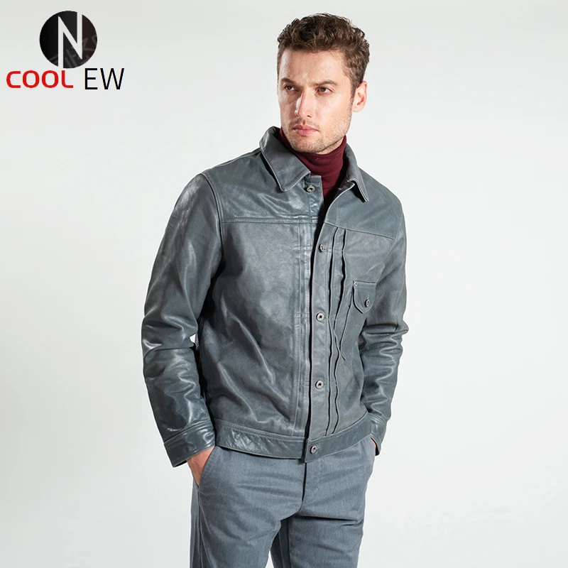 

Free shipping.Brand classic style cowskin coat,man's 100% genuine leather clothes,fashion men's slim jacket,vintage 506.