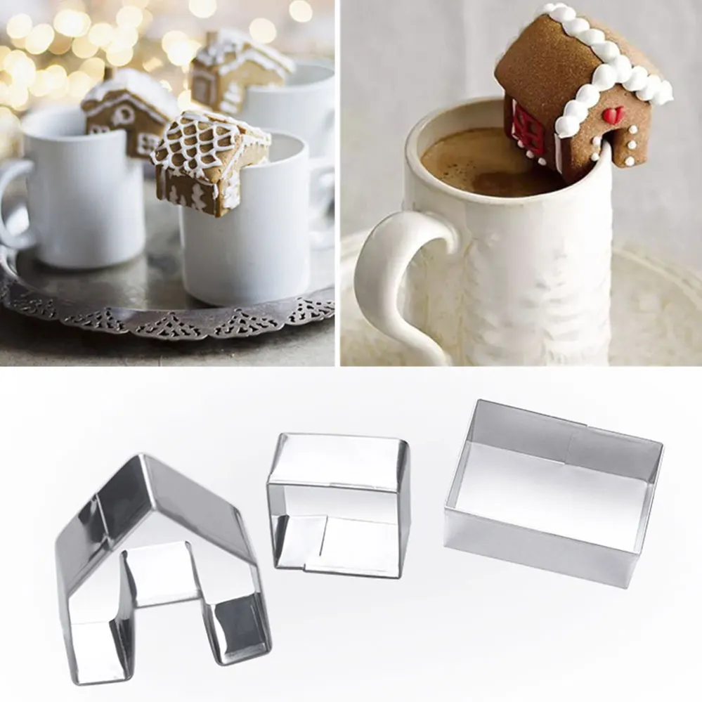 3 шт Рождественский Пряничный дом бисквитный резак набор из нержавеющей стали