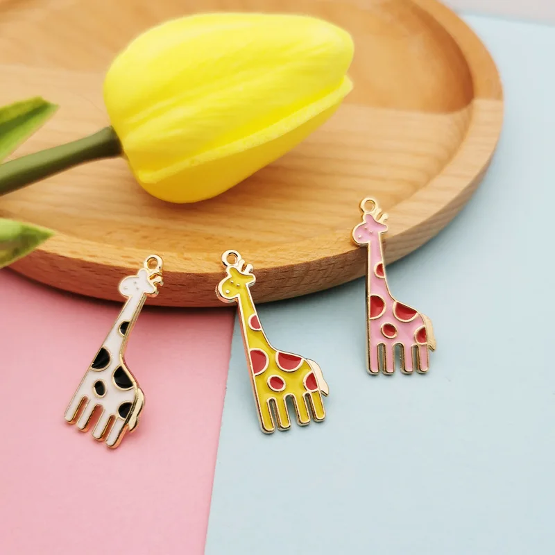 

10pcs 12*29mm Enamel Animal Giraffe Oil Drip Charms for Jewelry Making Earring Pendant Fashion Charm Bracelet Charm Zina Alloy