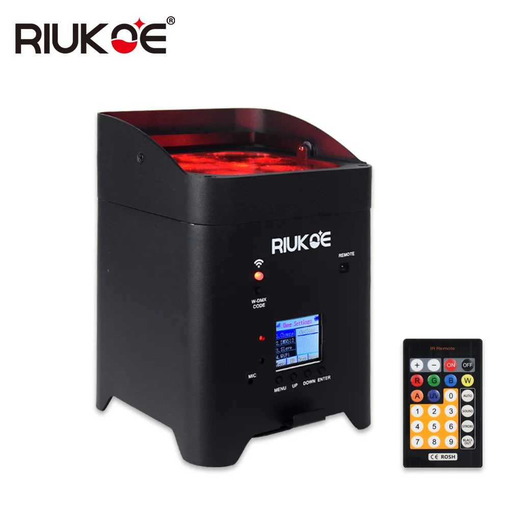 RIUKOE Батарея Par светодиодный снизу вверх ИК приложение Wi Fi для Управление DMX512