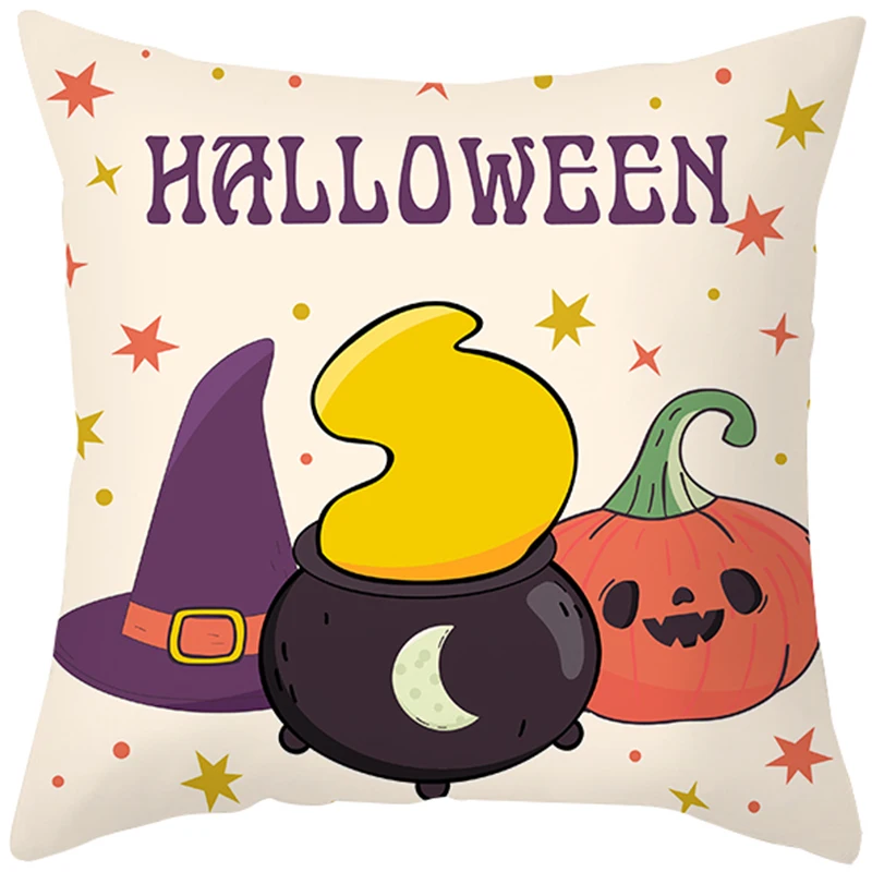 

Zerolife Happy Halloween Polyester Pillowcover Spider Ghost Skull Grey Cushion Cover Sofa Throw pillow For Home Living Room Car