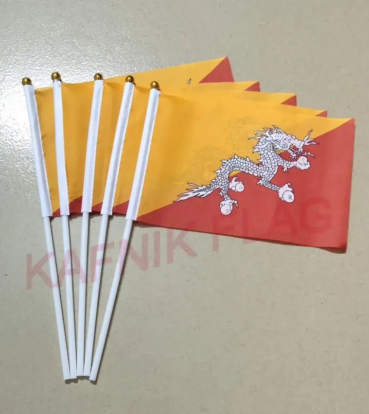 Кафник, 5 шт. Montenegro/Lebanon/somalia/Nepal/Bangladesh Оставьте сообщение любой страны Национальный флаг 14*21 см ручной флаг с полюсом - Цвет: Bhutan