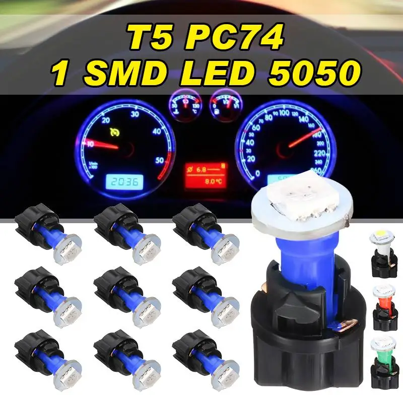 

5/10pcs T5 LED Lights Car Interior Light Dashboard Gauge Instrument Lamp Bulb 1SMD T5 LED Light Bulbs