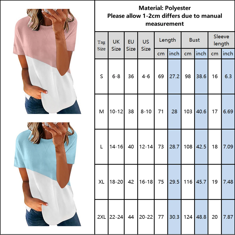 

Women Short Sleeve Hit Color Print Blouse Casual Summe Fashion Style O-neck T-shirt Female 2021 Loose Basic Soft Tee Tops D30