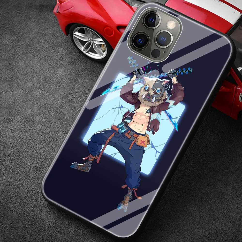 

Anime Demon Slayer Glass Phone Accessories Cover Case for Apple iPhone 12 11 Pro MAX 8 7 6 6S Plus XS Silicone Edge Shell
