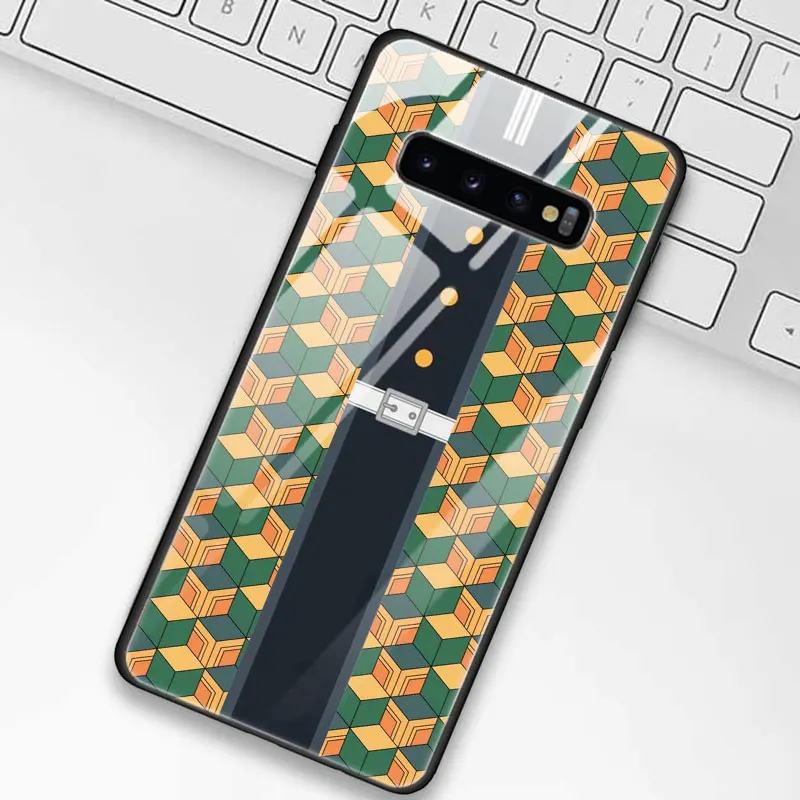 

Glass Case for Samsung Galaxy S20 FE S10 S9 S8 Plus Note 20 Ultra 5G 8 9 10 Lite Phone Tampa Coque Hot Anime Demon Slayer Casing