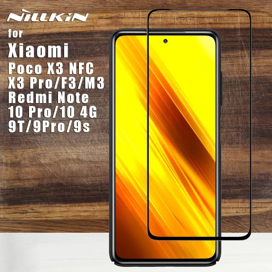 

Nillkin for Xiaomi Poco X3 Pro NFC F3 M3 Tempered Glass 9H XD CP Full Cover Screen Protector for Redmi Note 10 9T 5G 9S 9 Pro 4G