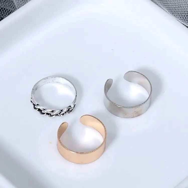 

10pcs Fashion personality ring female ins tide cold wind niche design simple suit hip hop ring self-defense ring