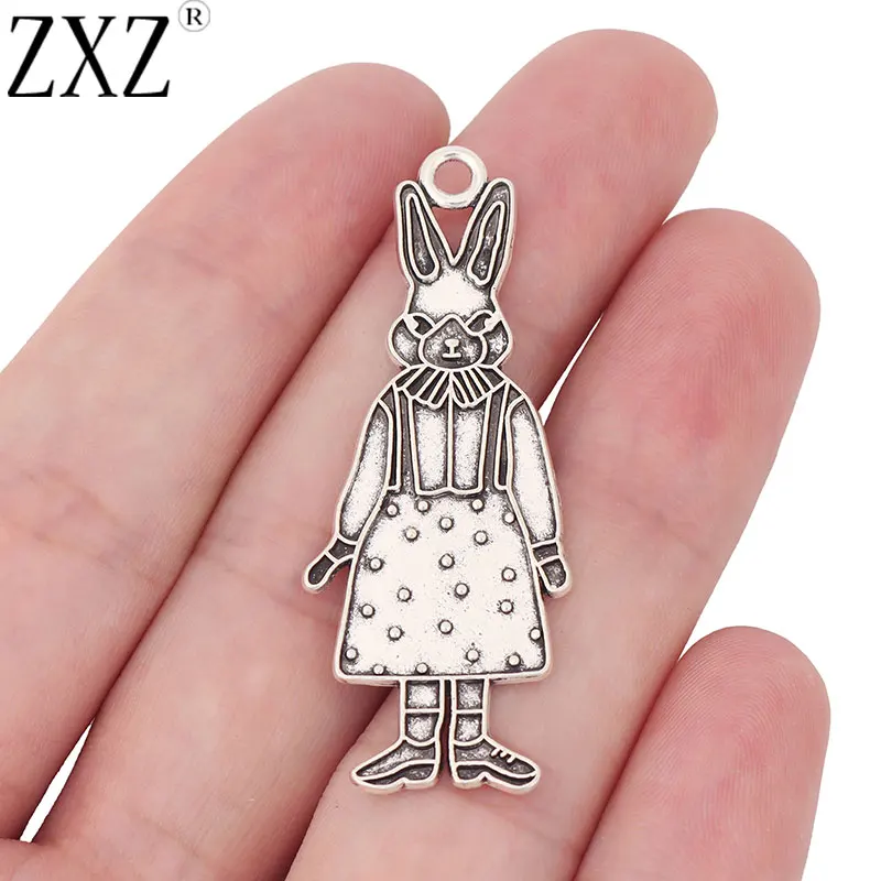 ZXZ 10 шт тибетские серебряные милые Подвески Кролик для ожерелья ювелирных