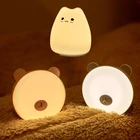 1 шт. милый маленький медведь сенсорный датчик светодиодный ночсветильник теплыйбелый светильник для спальни прикроватная лампа для детей Детский Рождественский подарок