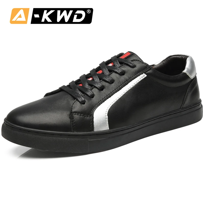 

2019 Fashion White Sneakers Shoes Men Black Light Mens Leather Shoes Lace-up Luxury Men Shoes Four Season Sport Shoes Men Flats