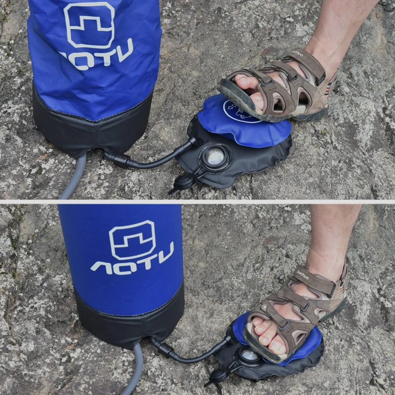 11L PVC Outdoor Inflatable Shower Foldable Pressure Shower Water Bag Portable Camp Shower With Foot Pump For Outdoor Camping